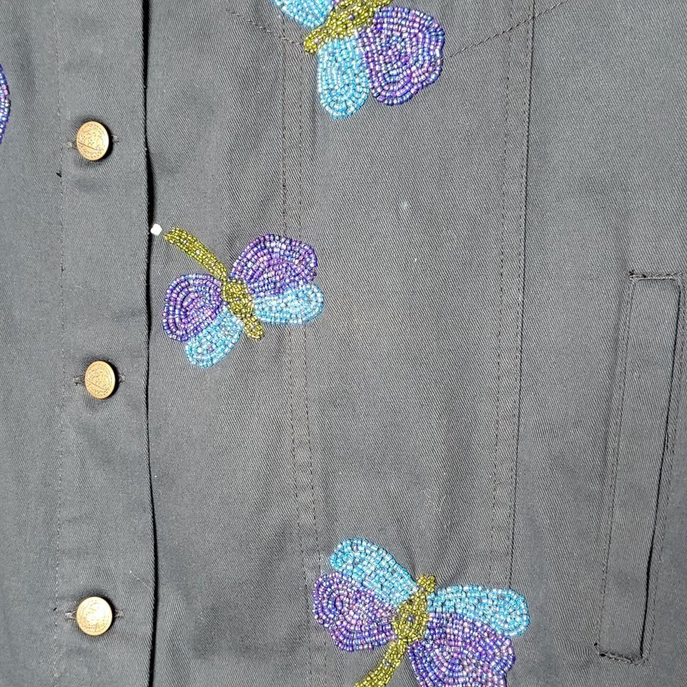 Quacker Factory Women's L Button Up Shacket Shirt Dragonflies Artsy Art to Wear - Picture 6 of 9